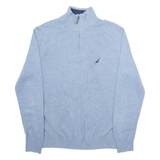 NAUTICA Mens Jumper Blue 1/4 Zip Tight Knit S