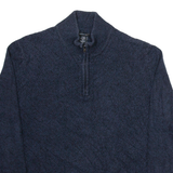 CALVIN KLEIN JEANS Mens Jumper Blue 1/4 Zip Tight Knit XL