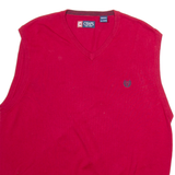 CHAPS Mens Jumper Red V-Neck Tight Knit Sleeveless XL