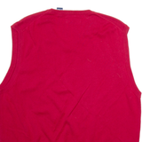 CHAPS Mens Jumper Red V-Neck Tight Knit Sleeveless XL