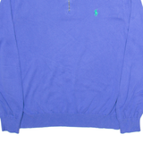 POLO RALPH LAUREN Mens Jumper Blue 1/4 Zip Tight Knit L