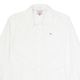 HILFIGER DENIM Slim Fit Mens Plain Shirt White Long Sleeve S