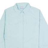 COLUMBIA Womens Plain Shirt Blue Long Sleeve M