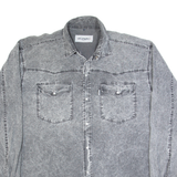 VIZENZIO Mens Denim Shirt Grey 90s Long Sleeve XL