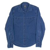 ARMANI EXCHANGE Casual Fitted Mens Plain Shirt Blue Long Sleeve S