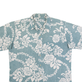 Mens Hawaiian Shirt Green 90s Floral XL