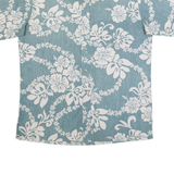 Mens Hawaiian Shirt Green 90s Floral XL