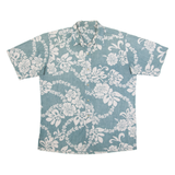 Mens Hawaiian Shirt Green 90s Floral XL