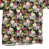 REBEL Mens Hawaiian Shirt Black Floral S