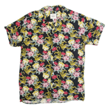 REBEL Mens Hawaiian Shirt Black Floral S