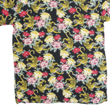 REBEL Mens Hawaiian Shirt Black Floral S
