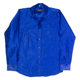 CONSTANT Mens Plain Shirt Blue 90s Long Sleeve S