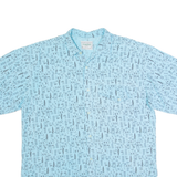 CLAUDIO Egyptian Mens Shirt Blue 90s Crazy Pattern L