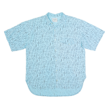 CLAUDIO Egyptian Mens Shirt Blue 90s Crazy Pattern L