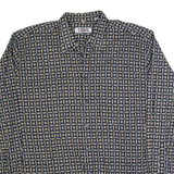 TALK OF THE TOWN Mens Shirt Black 90s Check Long Sleeve L