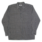 TALK OF THE TOWN Mens Shirt Black 90s Check Long Sleeve L