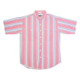 DENVER HAYES Mens Shirt Pink 90s Striped L
