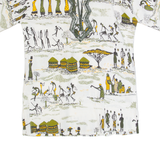 Tribal Tunic Womens Shirt Cream 90s Crazy Pattern L