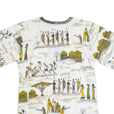 Tribal Tunic Womens Shirt Cream 90s Crazy Pattern L