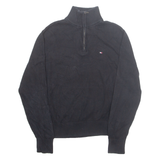 TOMMY HILFIGER Mens Jumper Blue 1/4 Zip Tight Knit S