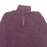 POLO RALPH LAUREN Mens Jumper Purple 1/4 Zip Tight Knit M