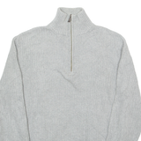 CALVIN KLEIN Mens Jumper Grey 1/4 Zip Tight Knit M