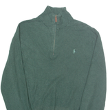 POLO RALPH LAUREN Mens Jumper Green 1/4 Zip Tight Knit XL