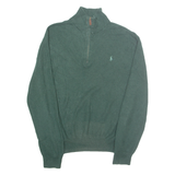 POLO RALPH LAUREN Mens Jumper Green 1/4 Zip Tight Knit XL