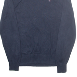 TOMMY HILFIGER Mens Jumper Blue V-Neck Tight Knit M