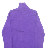 RALPH LAUREN SPORT Womens Cardigan Purple High Neck Tight Knit M