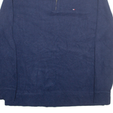 TOMMY HILFIGER Mens Jumper Blue 1/4 Zip Tight Knit XL
