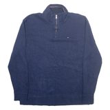 TOMMY HILFIGER Mens Jumper Blue 1/4 Zip Tight Knit XL