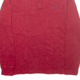 POLO RALPH LAUREN Mens Jumper Red 1/4 Zip Tight Knit M