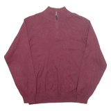 NAUTICA Mens Jumper Maroon 1/4 Zip Tight Knit M