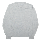 TOMMY HILFIGER Mens Jumper Grey V-Neck Tight Knit L