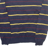 POLO RALPH LAUREN Mens Patterned Jumper Blue Striped Button Neck Tight Knit M