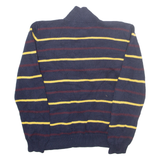POLO RALPH LAUREN Mens Patterned Jumper Blue Striped Button Neck Tight Knit M