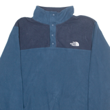THE NORTH FACE Mens Fleece Blue Button Neck L