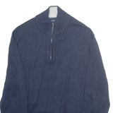 NAUTICA Mens Jumper Blue 1/4 Zip Tight Knit L