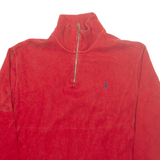 POLO RALPH LAUREN Mens Jumper Red 1/4 Zip Tight Knit XL