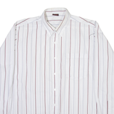 MASKU Mens Shirt White Striped Long Sleeve L