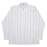 MASKU Mens Shirt White Striped Long Sleeve L