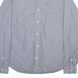 TOMMY HILFIGER Mens Plain Shirt Blue Long Sleeve M