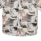 CLEAR WATER Us Army Mens Shirt White Crazy Pattern M