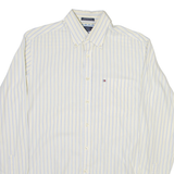 TOMMY HILFIGER Mens Shirt Beige Striped Long Sleeve S