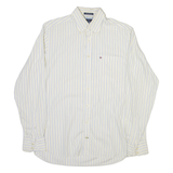 TOMMY HILFIGER Mens Shirt Beige Striped Long Sleeve S