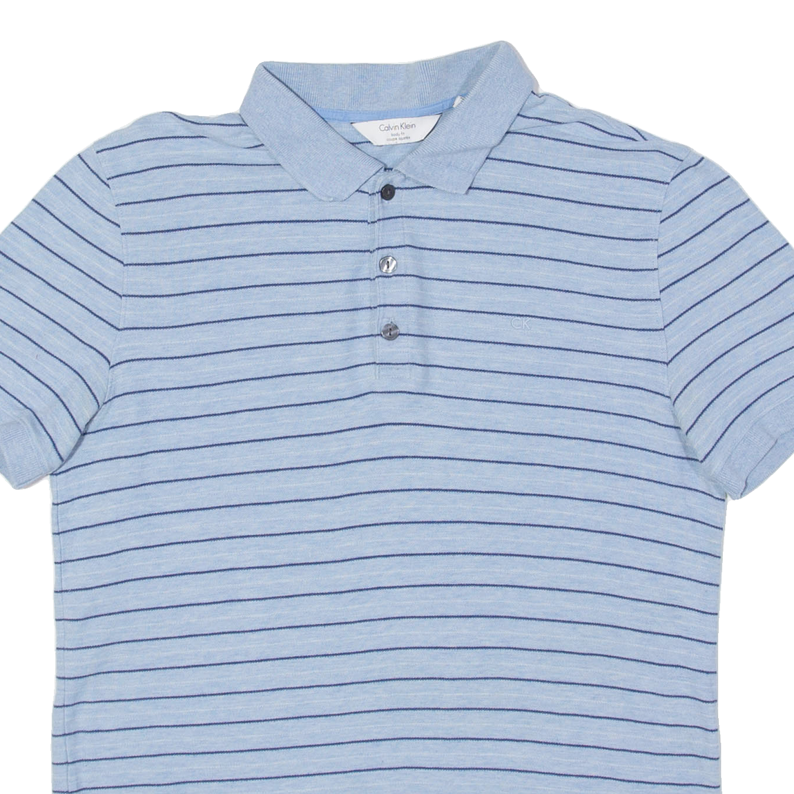 CALVIN KLEIN Body Fit Mens Polo Shirt Blue Striped S