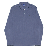 CHAMPION Mens Polo Shirt Blue Long Sleeve XL