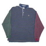 TOMMY HILFIGER Mens Polo Shirt Blue Striped Long Sleeve XL