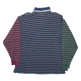 TOMMY HILFIGER Mens Polo Shirt Blue Striped Long Sleeve XL
